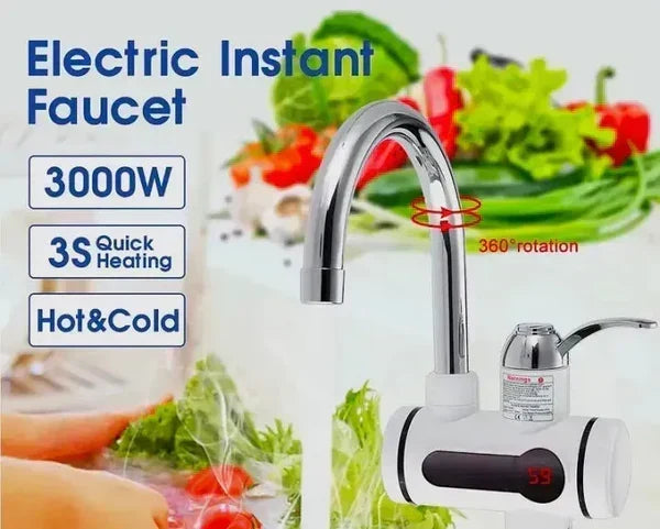 Hot Water Tap Instant Heating Electric Water Heater Faucet – Digital Display with Shower Head for Kitchen & Bathroom