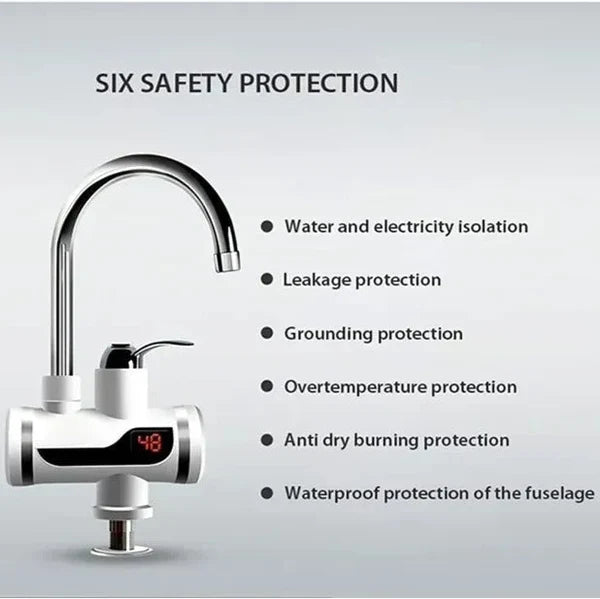 Hot Water Tap Instant Heating Electric Water Heater Faucet – Digital Display with Shower Head for Kitchen & Bathroom