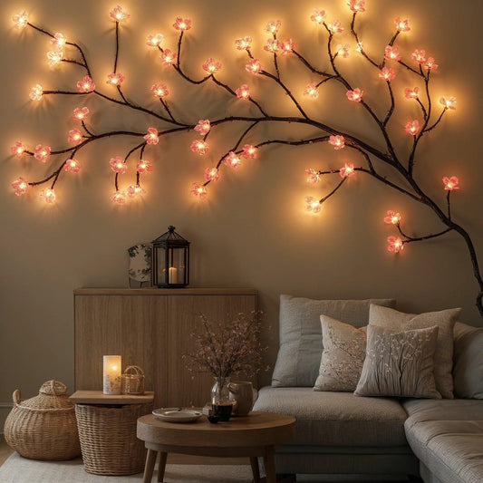 Cherry Blossom LED Tree Lights – Warm White Decorative Bedroom Wall Light