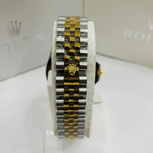 Luxury Rolex Style Watch – Golden & Silver Elegant Analog Timepiece