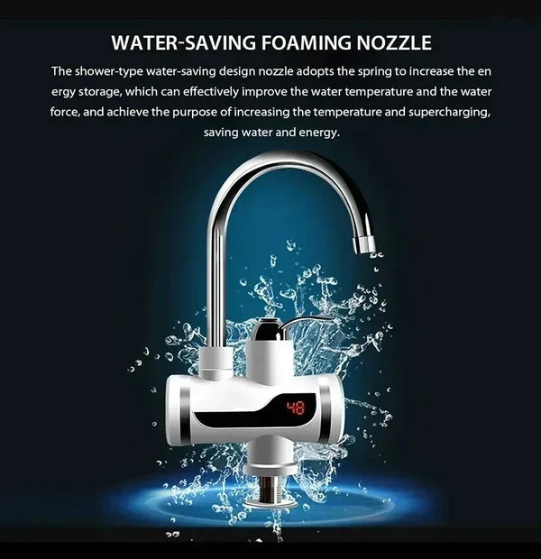 Hot Water Tap Instant Heating Electric Water Heater Faucet – Digital Display with Shower Head for Kitchen & Bathroom