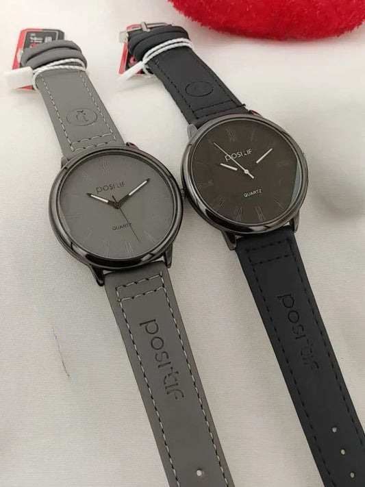 Positif Leather Strap Watch for Women – Elegant Quartz Wristwatch (Random Color, Without Box)