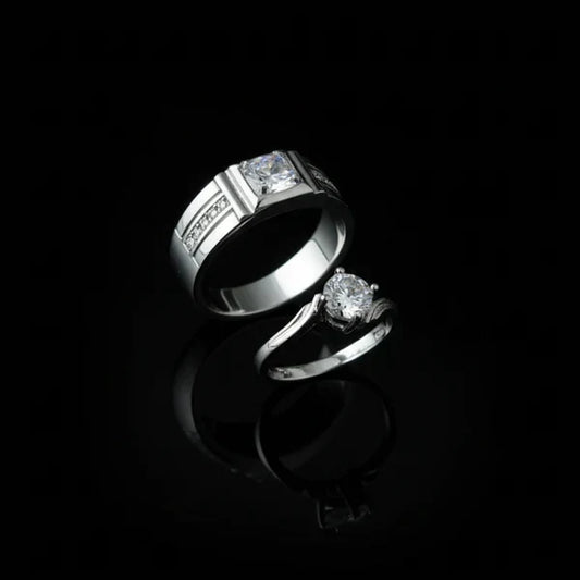 Alloy Adjustable Couple Ring – Stylish Matching Unisex Rings for Lovers (With Box)