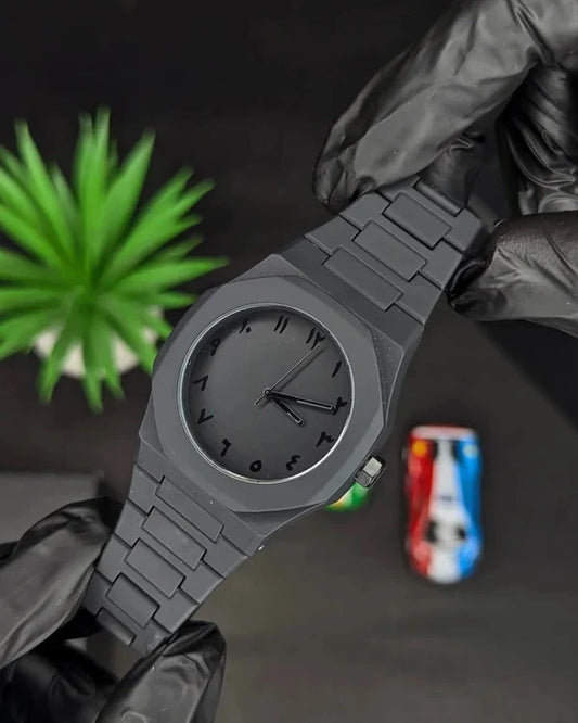 Couple Black AURA Quartz Watch Set – Matching His & Her All-Black Wrist Watches