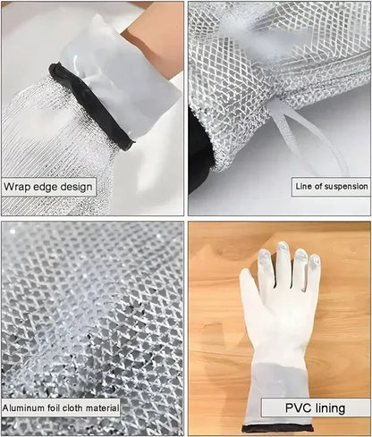 Heavy-Duty Silver Heat-Resistant Oven Mitts | High-Temperature Kitchen Gloves