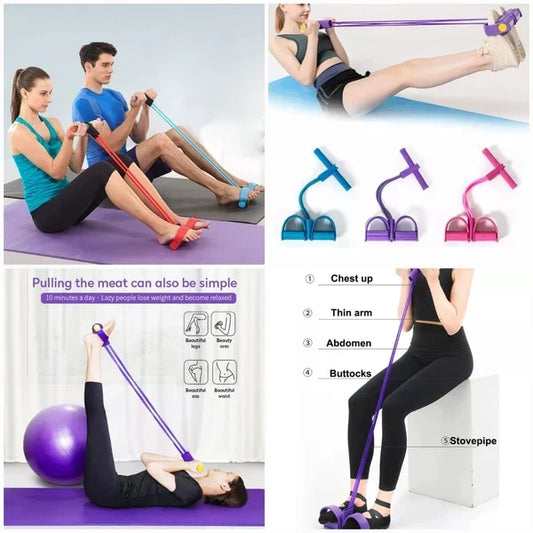 Foot Pedal Resistance Band – Elastic Sit Up Pull Rope for Yoga & Fitness (Random Color)