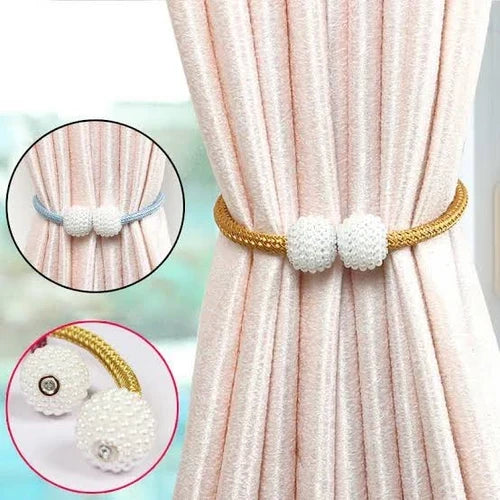 Magnetic Curtain Buckle Tieback – Beaded Hanging Ball Curtain Clip (1 Pair, Random Color)