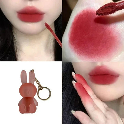 Cute Rabbit Keychain Lip Gloss – Portable Hydrating Lip Care (Nude Shade)