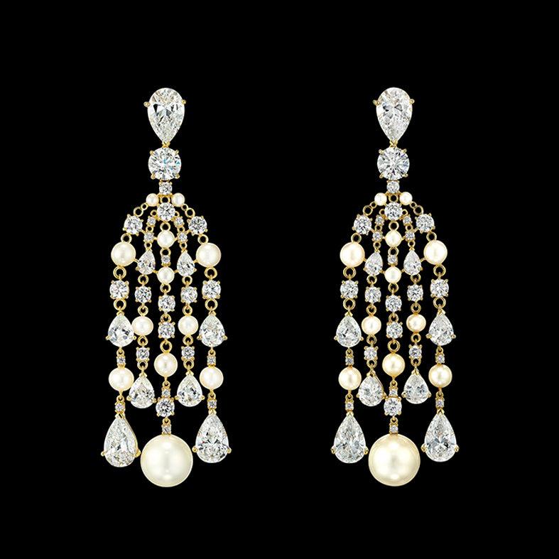 Elegant Long Hanging Earrings for Women – Pearl & Stone Party Wear Kaante