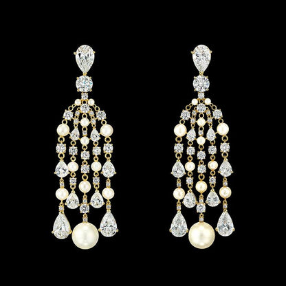 Elegant Long Hanging Earrings for Women – Pearl & Stone Party Wear Kaante