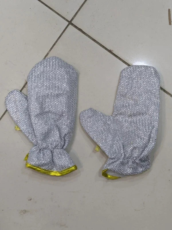 Heavy-Duty Silver Heat-Resistant Oven Mitts | High-Temperature Kitchen Gloves