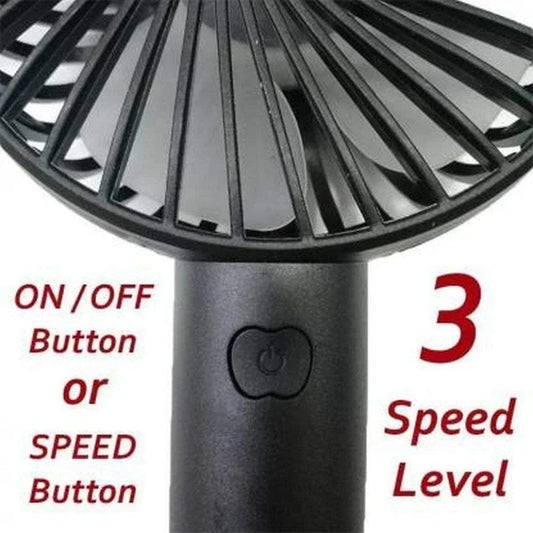 Portable USB Rechargeable Handheld Fan – Mini Electric Cooling Fan with 3 Speeds