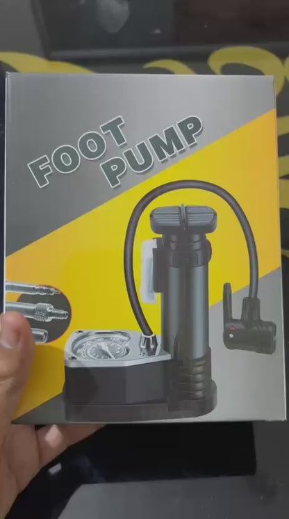High Pressure Foot Air Pump with Pressure Gauge | Heavy Duty Manual Tyre Inflator Pump for Car Football & Inflatable Toys